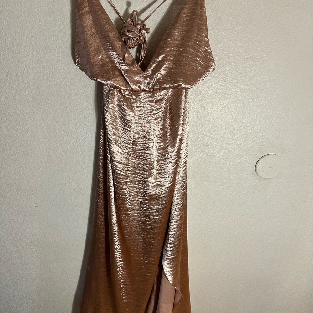 SHEIN Shimmering Pink Backless Dress